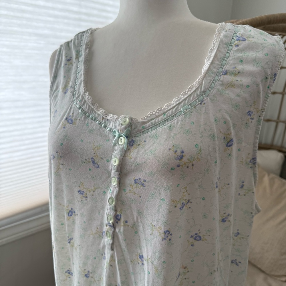 Vintage Villager Liz Claiborne Floral Cotton Nightgown 3X Cottagecore